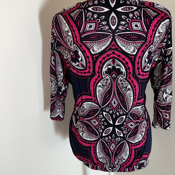 NWOT Inc International Concepts blouse xs paisley blue white pink magenta - Picture 5 of 10